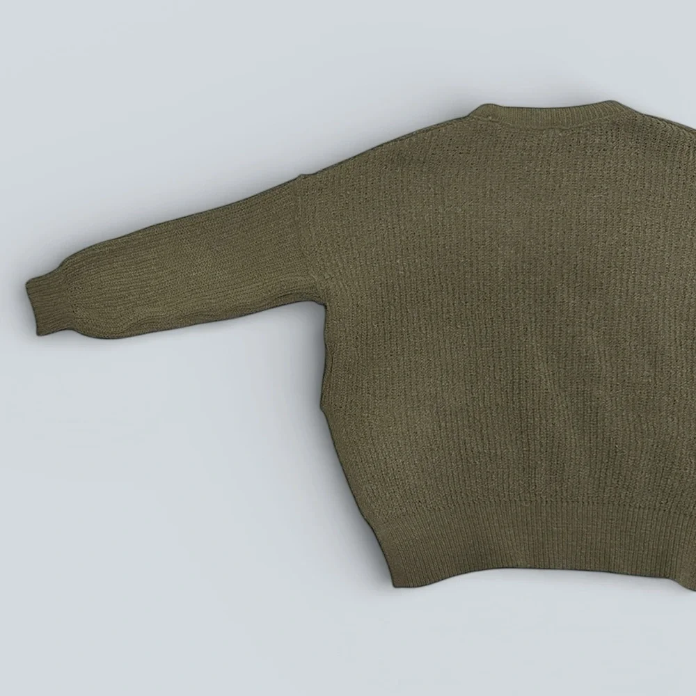Aerie Olive Green Waffle Knit Sweater - Picture 6 of 8